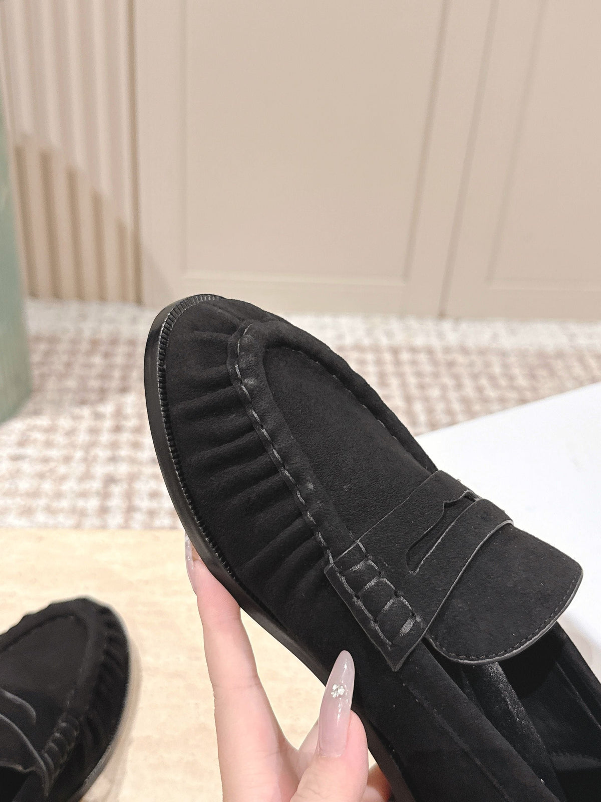 YSL 25S SAINT LAURENT LOAFERS IN BLACK SUEDE WITH SMALL LOGO