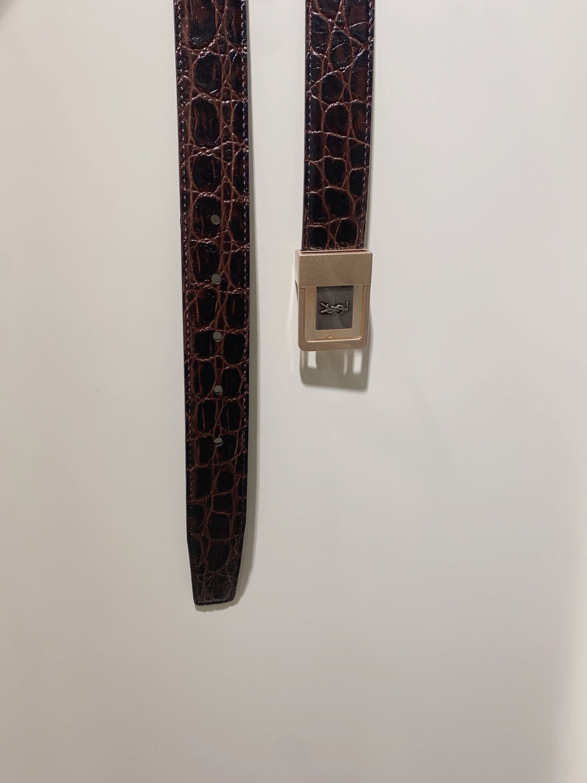 YSL 25S BELT 30 MM IN DARK BROWN EMBOSSED CALFSKIN 520631 mysite