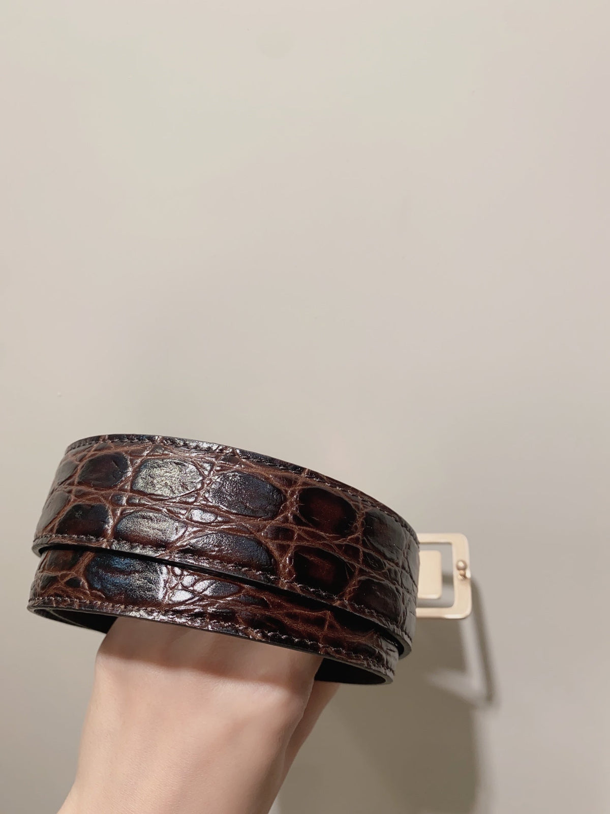 YSL 25S BELT 30 MM IN DARK BROWN EMBOSSED CALFSKIN 520631 mysite