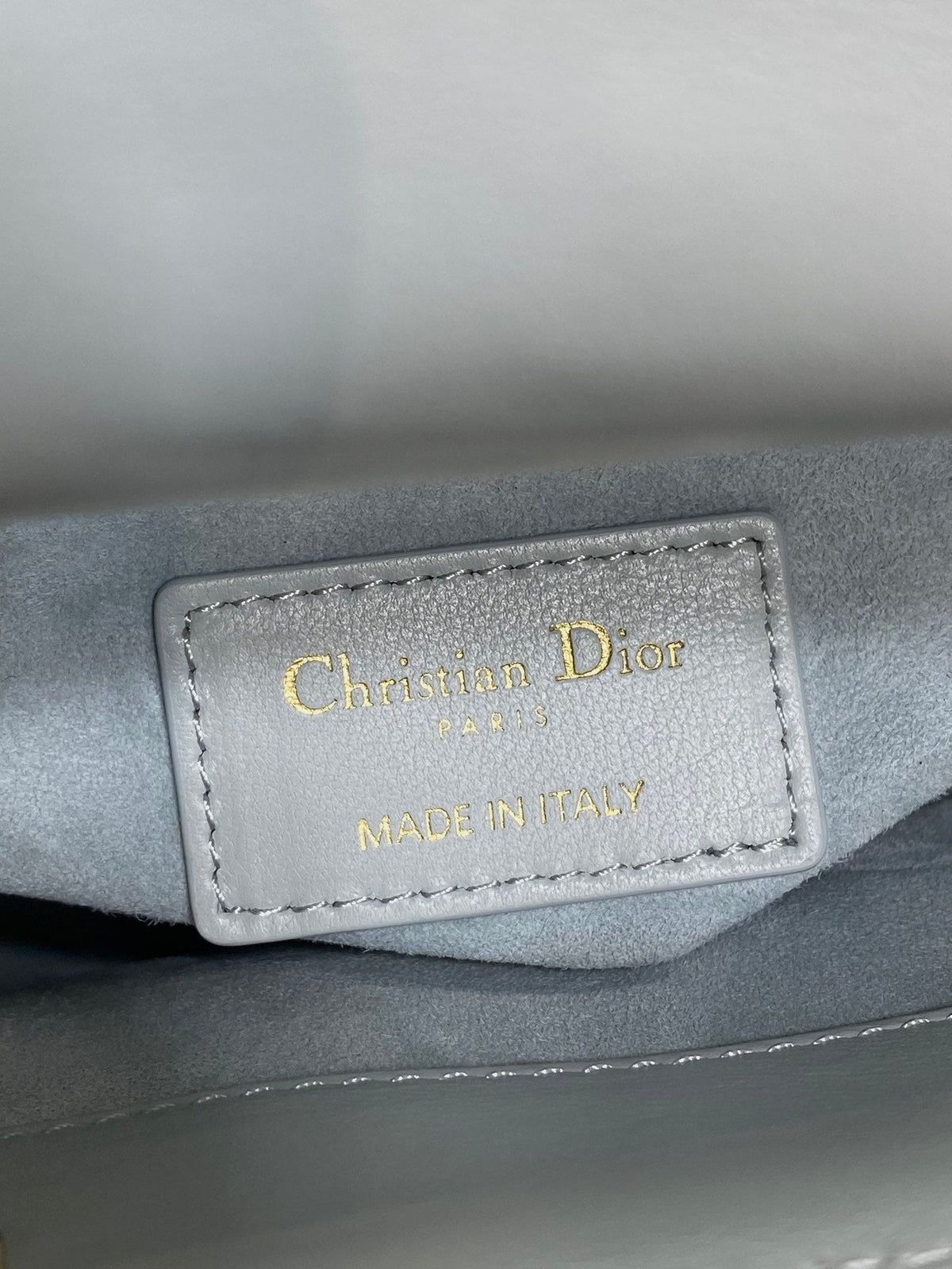 DIOR 25S MINI LADY DIOR BAG 17 IN LIGHT BLUE CALFSKIN CHARM CRYSTAL EMBELLISHMENTS