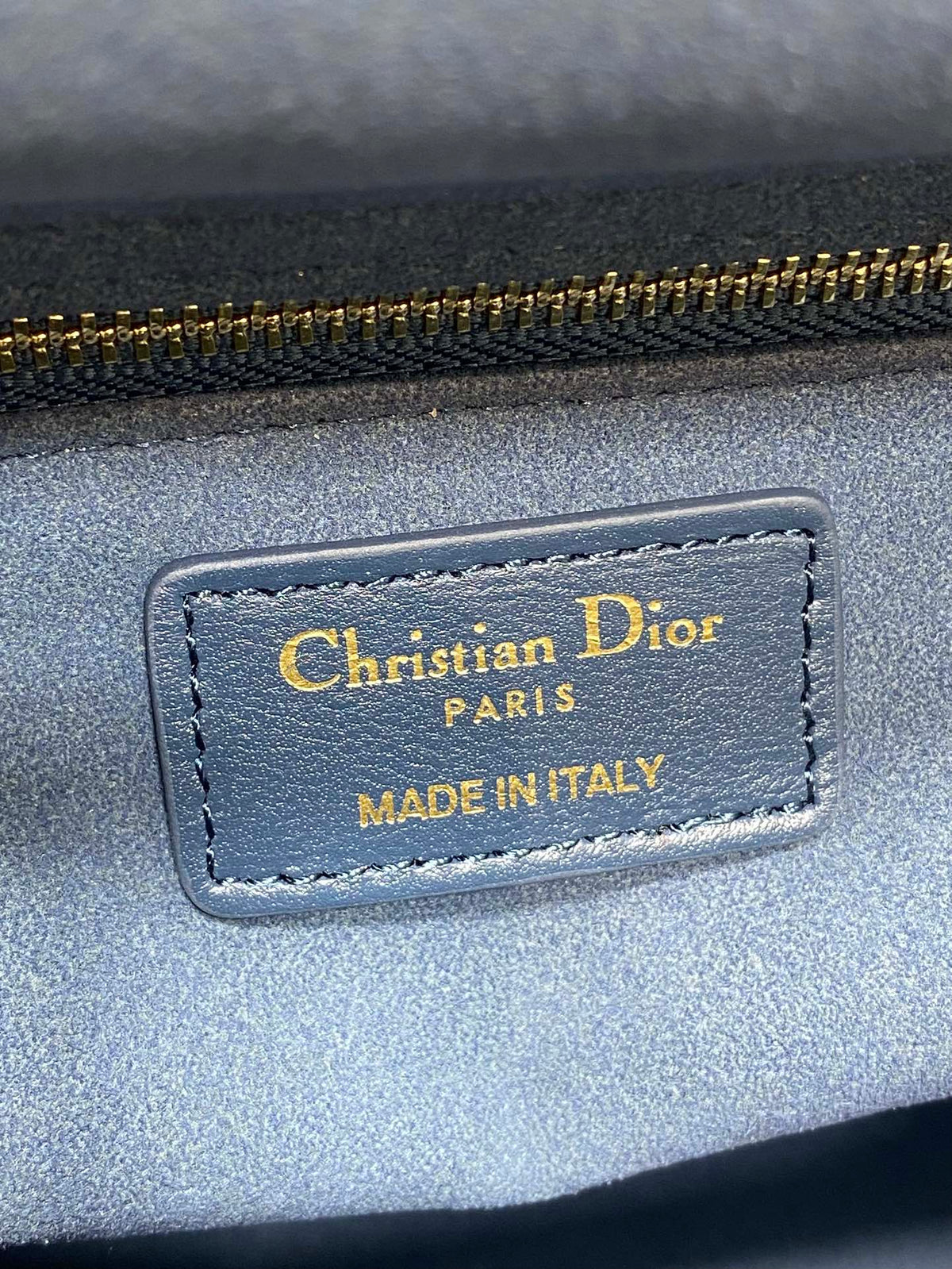 DIOR 25S MEDIUM LADY BAG 24 IN DEEP OCEAN BLUE CALFSKIN GOLD HARDWARE