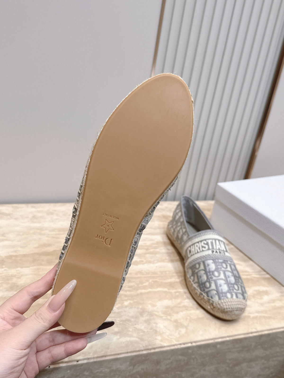 DIOR 26S GRANVILLE ESPADRILLE IN LIGHT GREY DIOR OBLIQUE EMBROIDERED COTTON