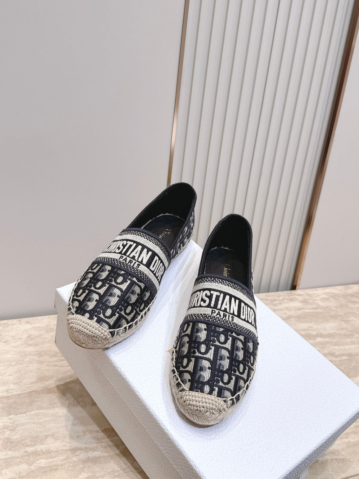 DIOR 26S GRANVILLE ESPADRILLE IN DEEP BLUE DIOR OBLIQUE EMBROIDERED COTTON