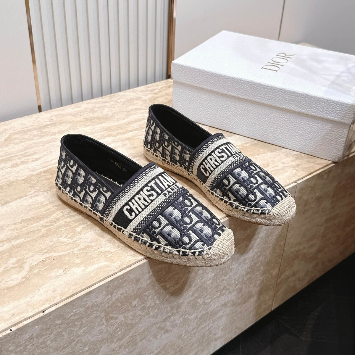 DIOR 26S GRANVILLE ESPADRILLE IN DEEP BLUE DIOR OBLIQUE EMBROIDERED COTTON