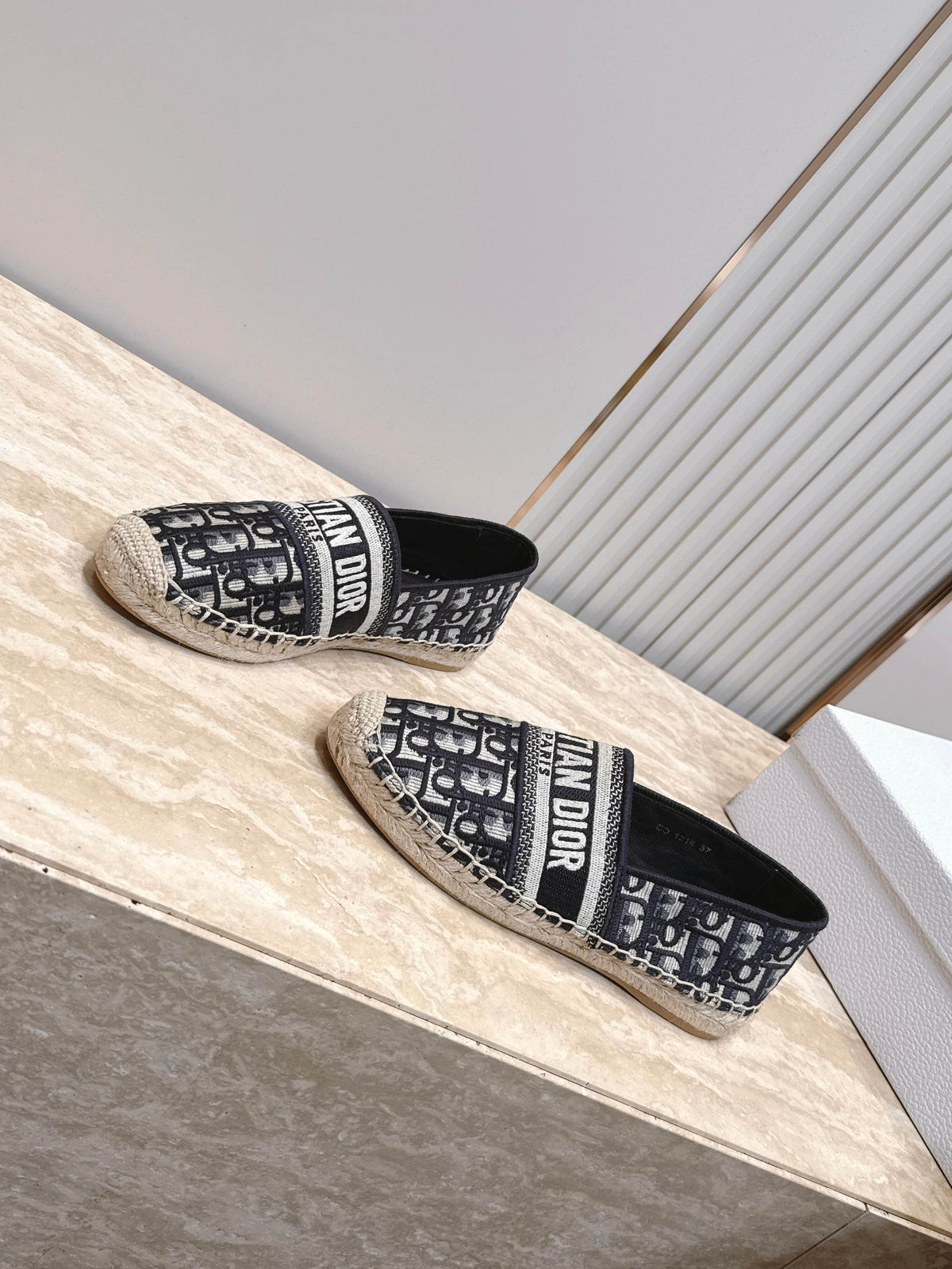 DIOR 26S GRANVILLE ESPADRILLE IN DEEP BLUE DIOR OBLIQUE EMBROIDERED COTTON