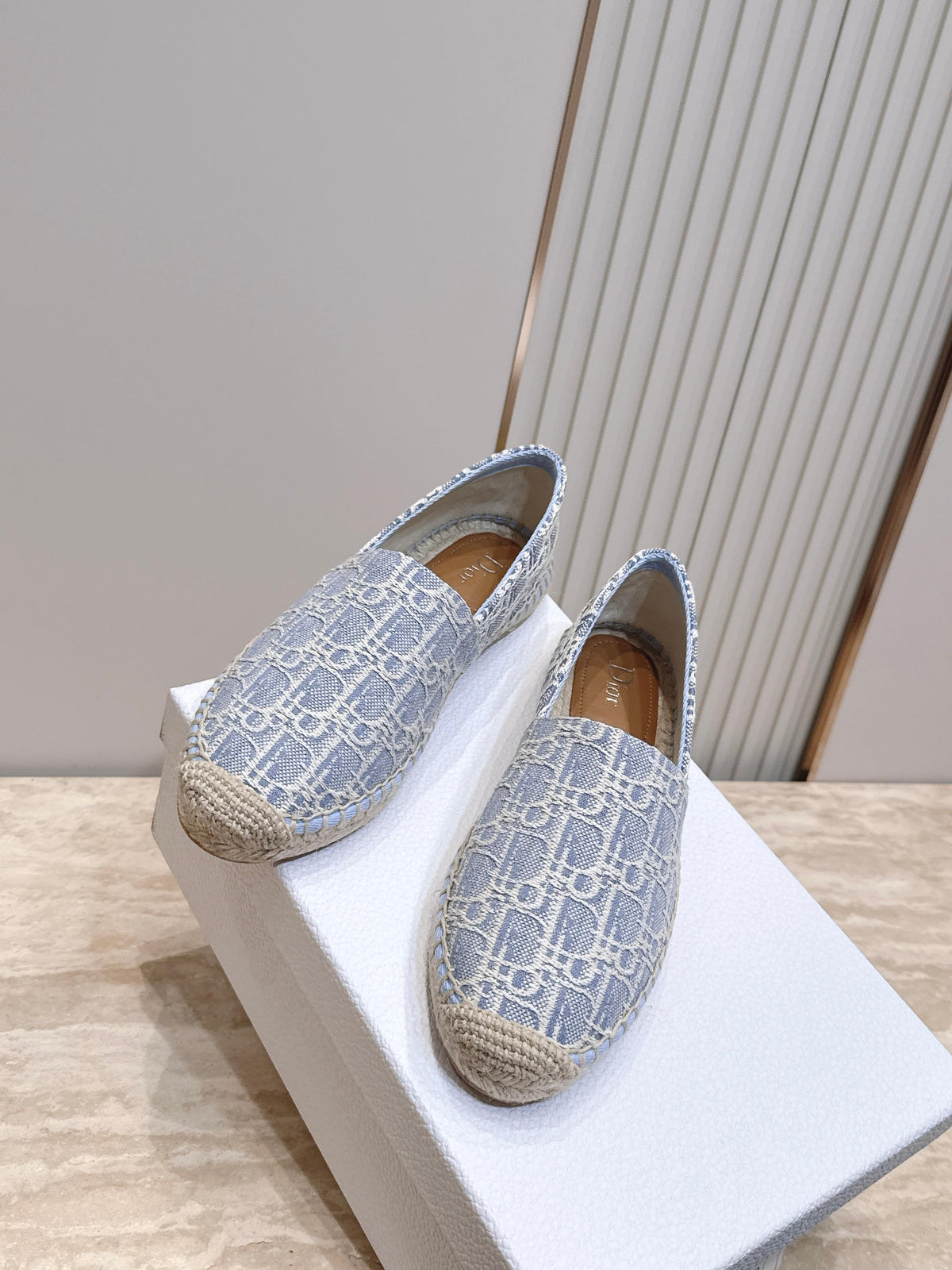 DIOR 26S SIROCO ESPADRILLE IN BLUE AND WHITE DIOR OBLIQUE CANVAS