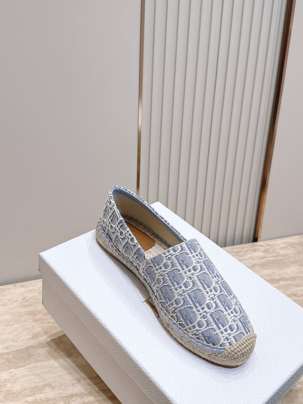 DIOR 26S SIROCO ESPADRILLE IN BLUE AND WHITE DIOR OBLIQUE CANVAS