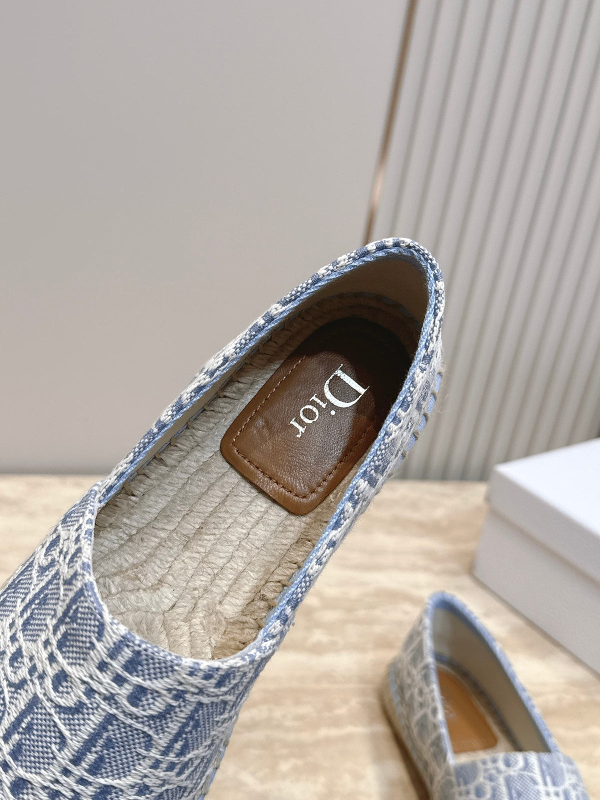 DIOR 26S SIROCO ESPADRILLE IN BLUE AND WHITE DIOR OBLIQUE CANVAS