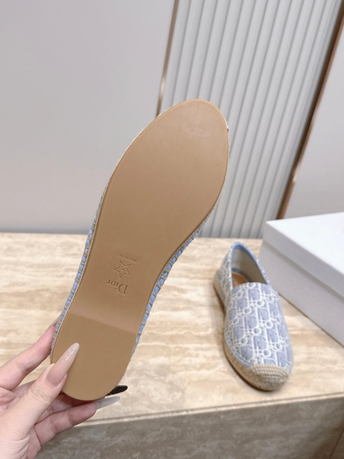 DIOR 26S SIROCO ESPADRILLE IN BLUE AND WHITE DIOR OBLIQUE CANVAS