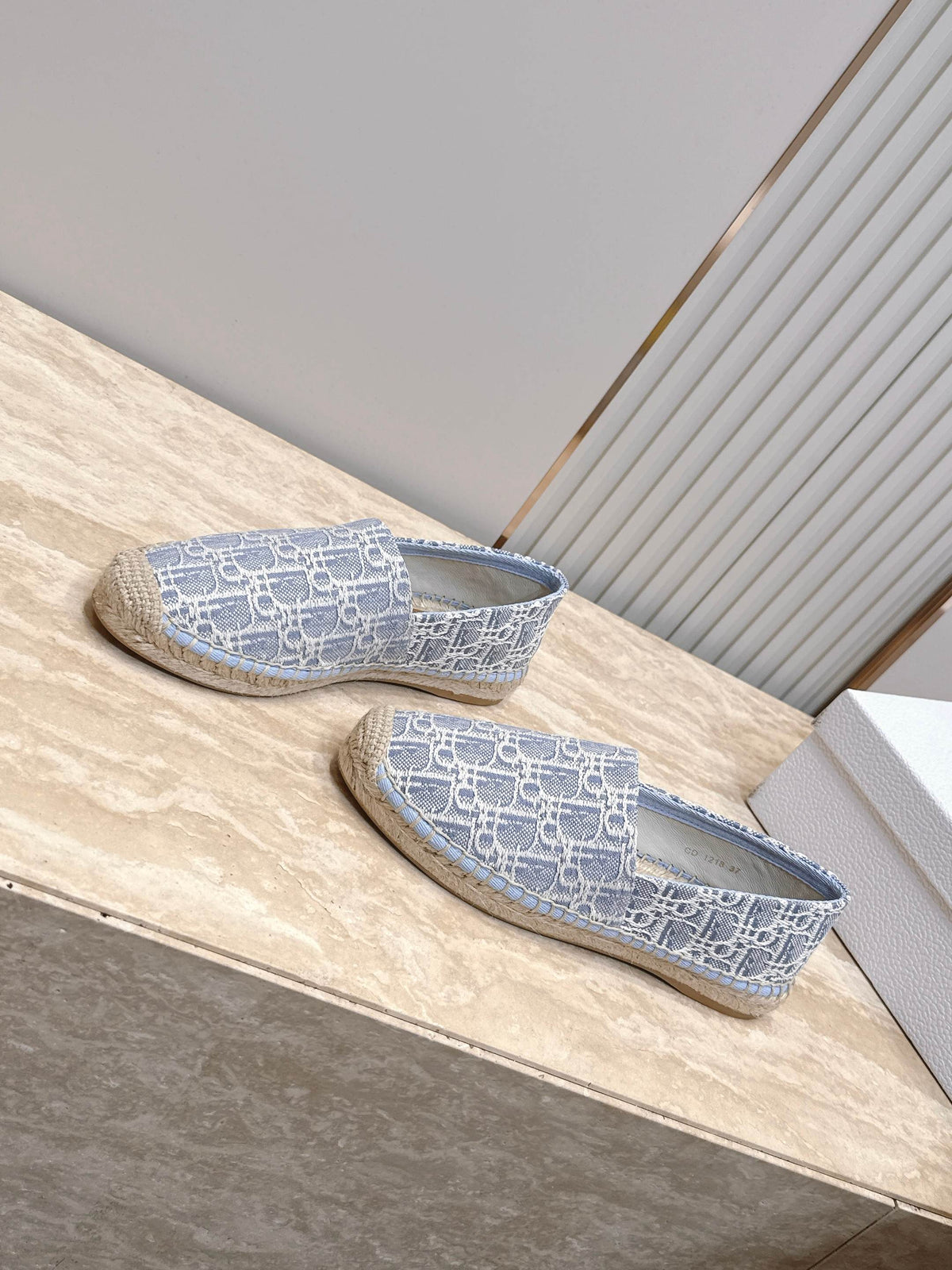 DIOR 26S SIROCO ESPADRILLE IN BLUE AND WHITE DIOR OBLIQUE CANVAS