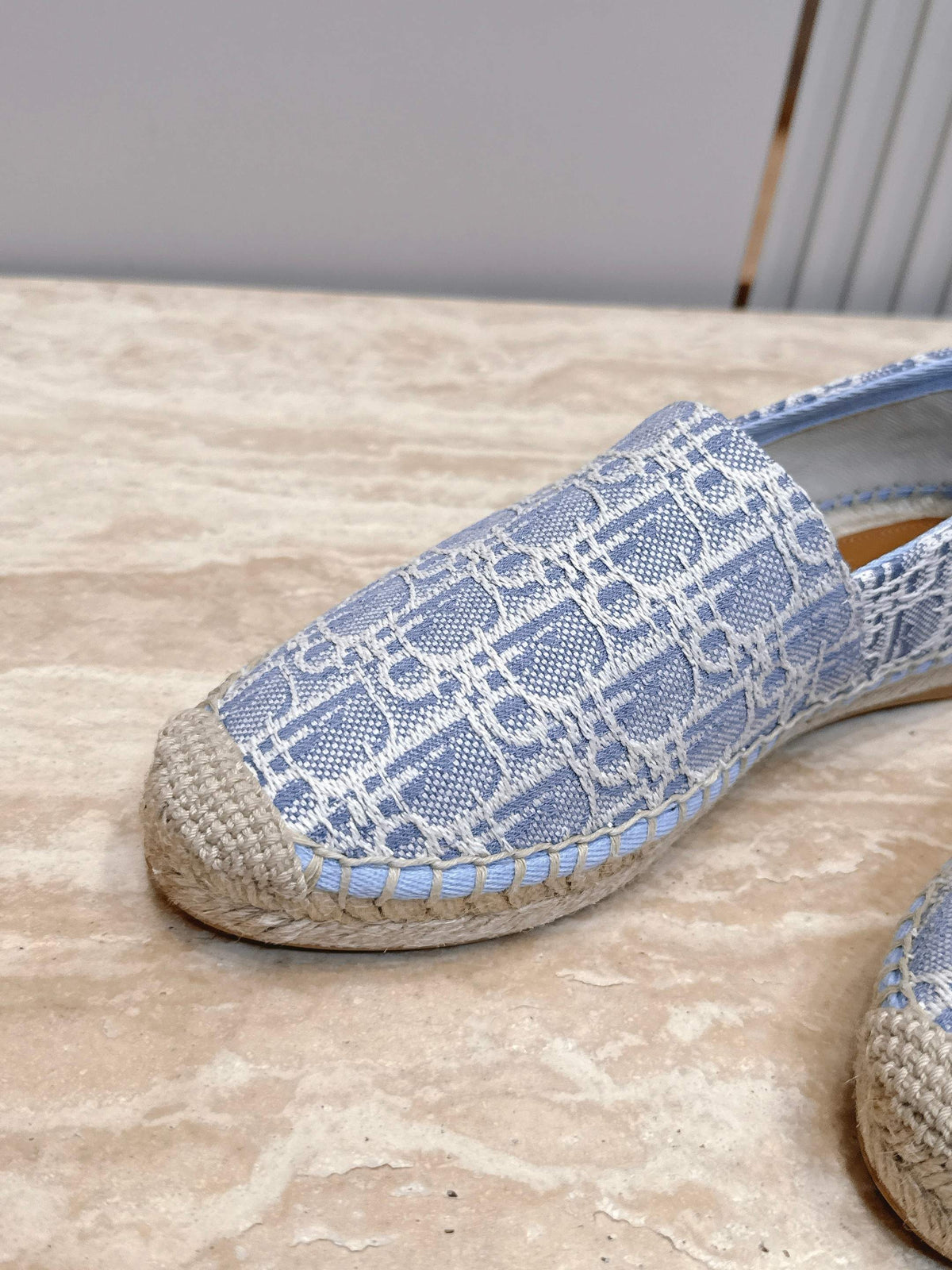 DIOR 26S SIROCO ESPADRILLE IN BLUE AND WHITE DIOR OBLIQUE CANVAS