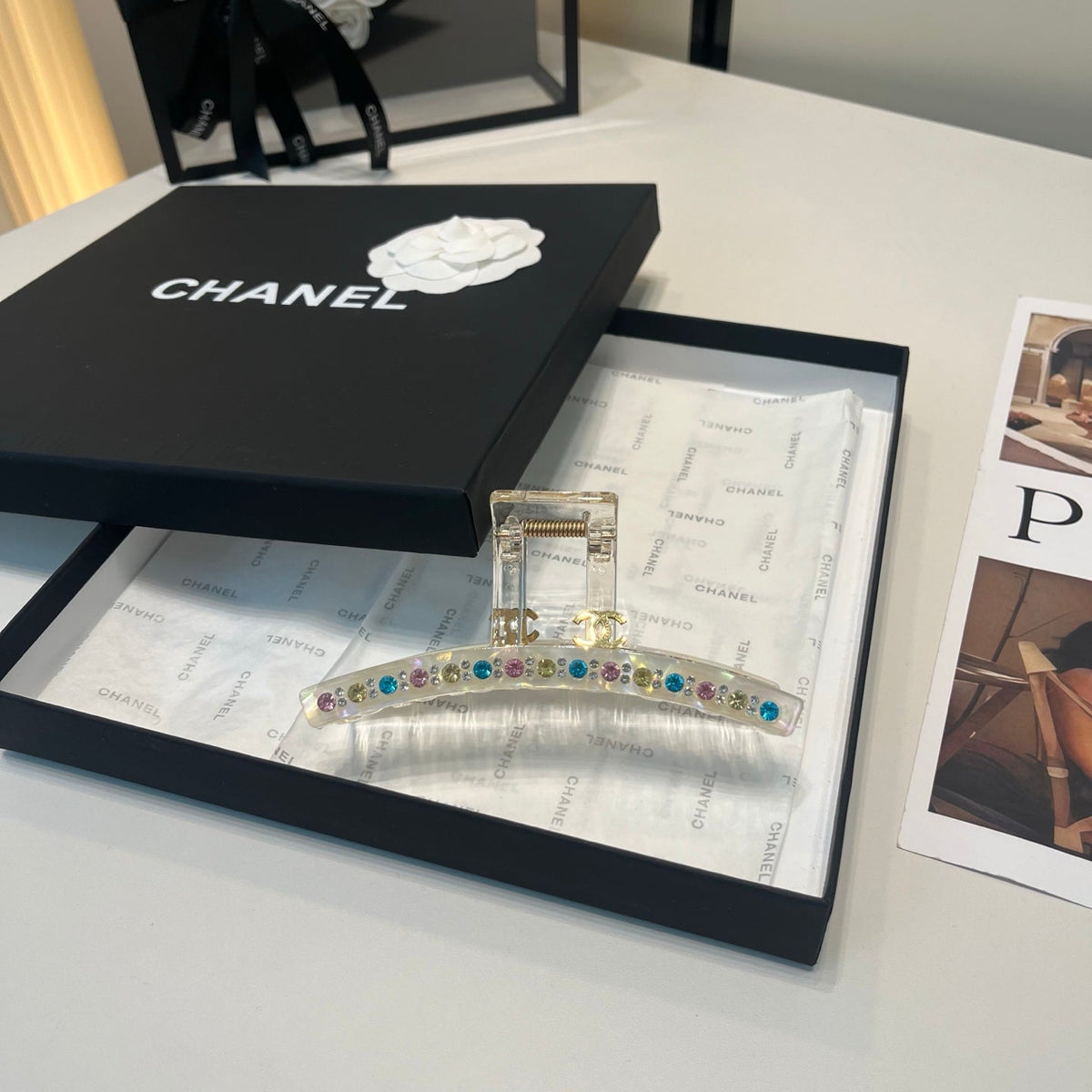 CHANEL 26S CLAW HAIR CLIP IN MULTICOLOR CRYSTAL 503111