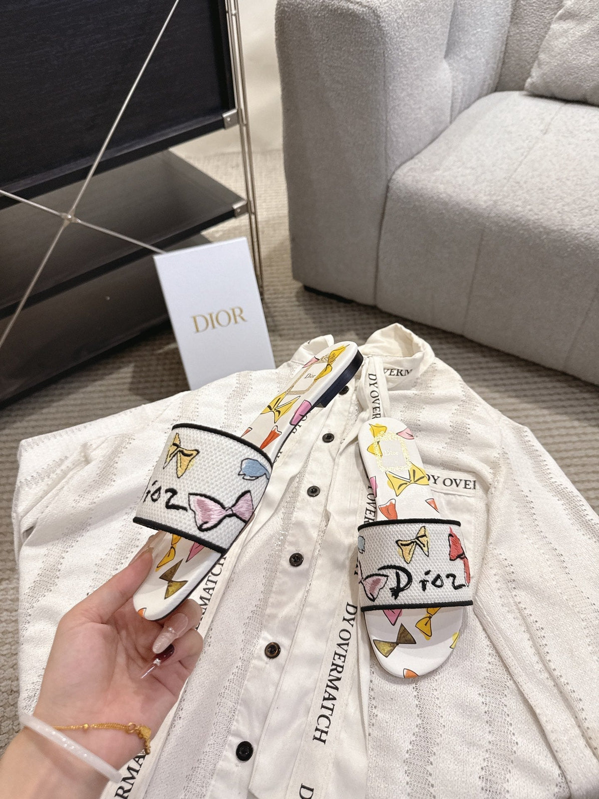 DIOR 26S D-WAY SLIDE IN MULTICOLOR DIOR JARDIN D'HIVER EMBROIDERED COTTON STYLE 03