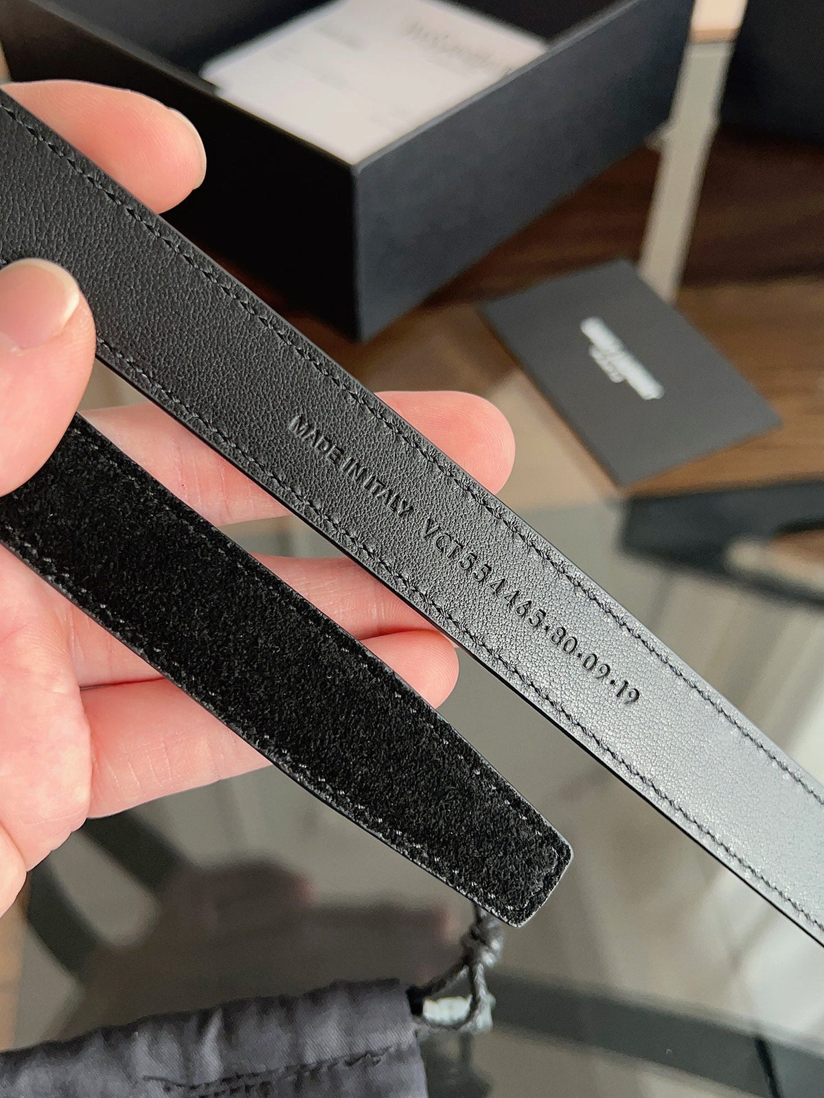 YSL 25S BELT 20 MM IN BLACK SUEDE 616309 mysite