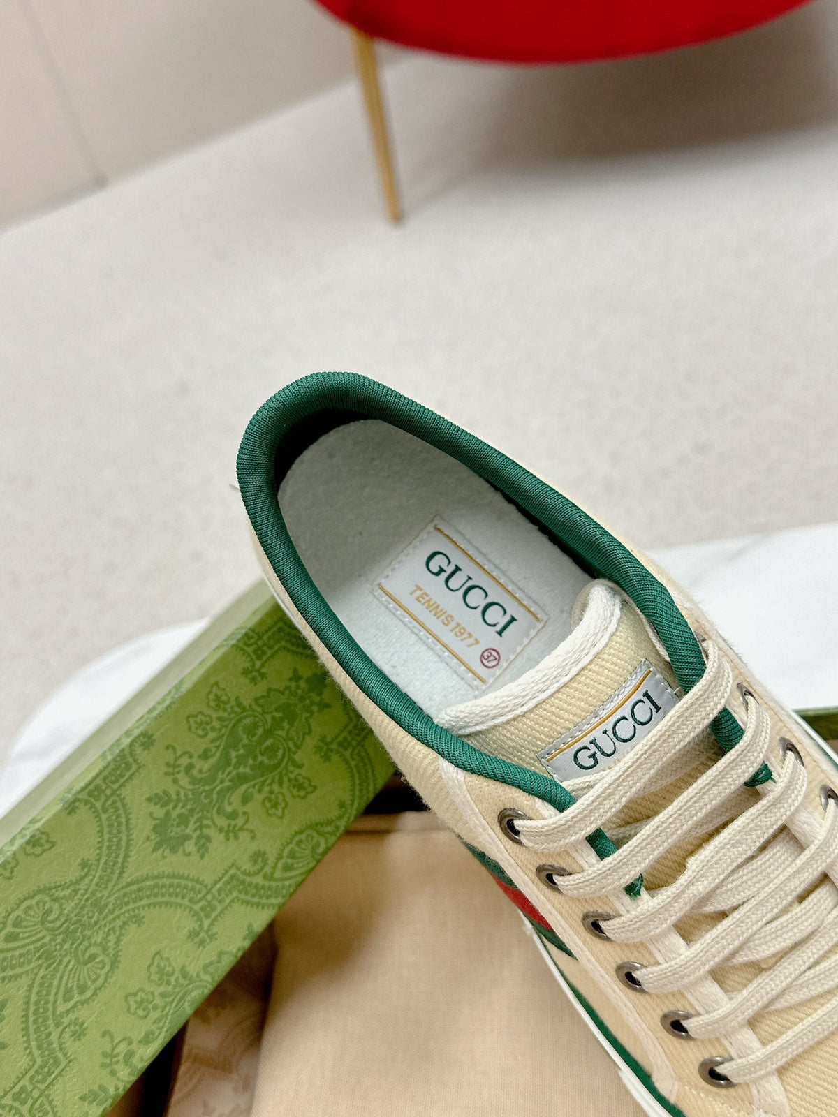 GUCCI 26S LOW TOP SNEAKERS IN LIGHT YELLOW CANVAS STYLE 14