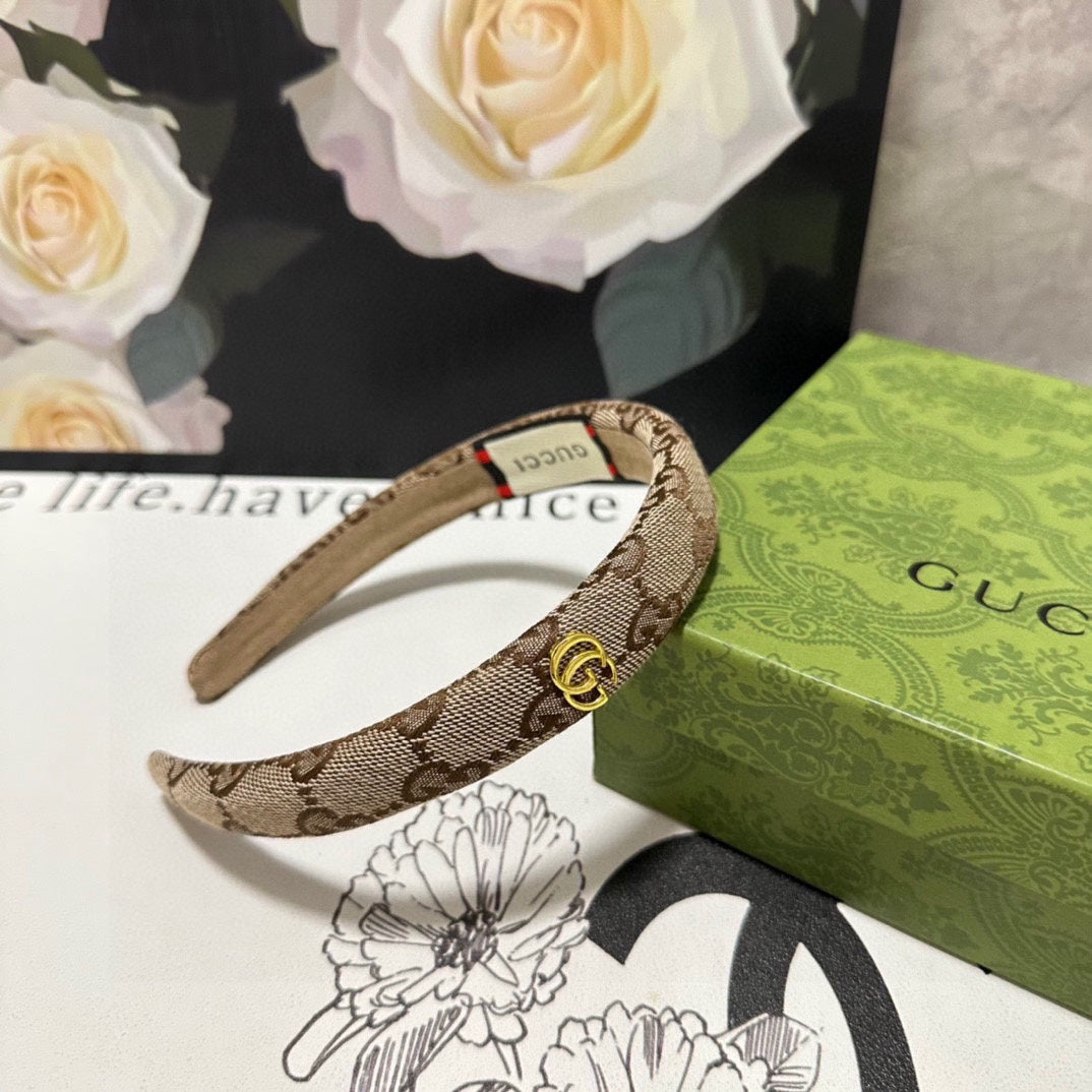 HAIRBAND IN BEIGE AND EBONY CANVAS 432816
