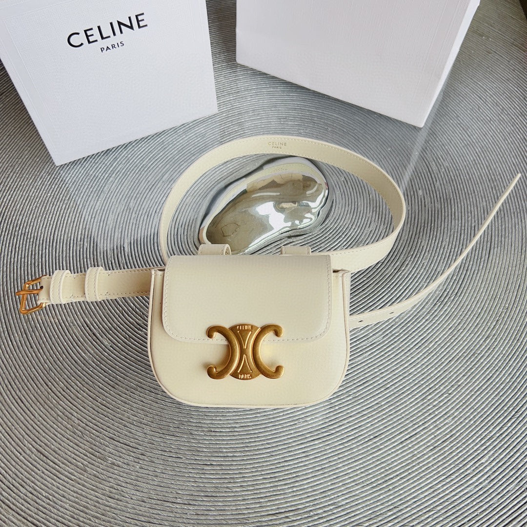 CL BELT BAG TRIOMPHE 25 MM BELT TRIOMPHE WHITE CALFSKIN GOLD HARDWARE mysite