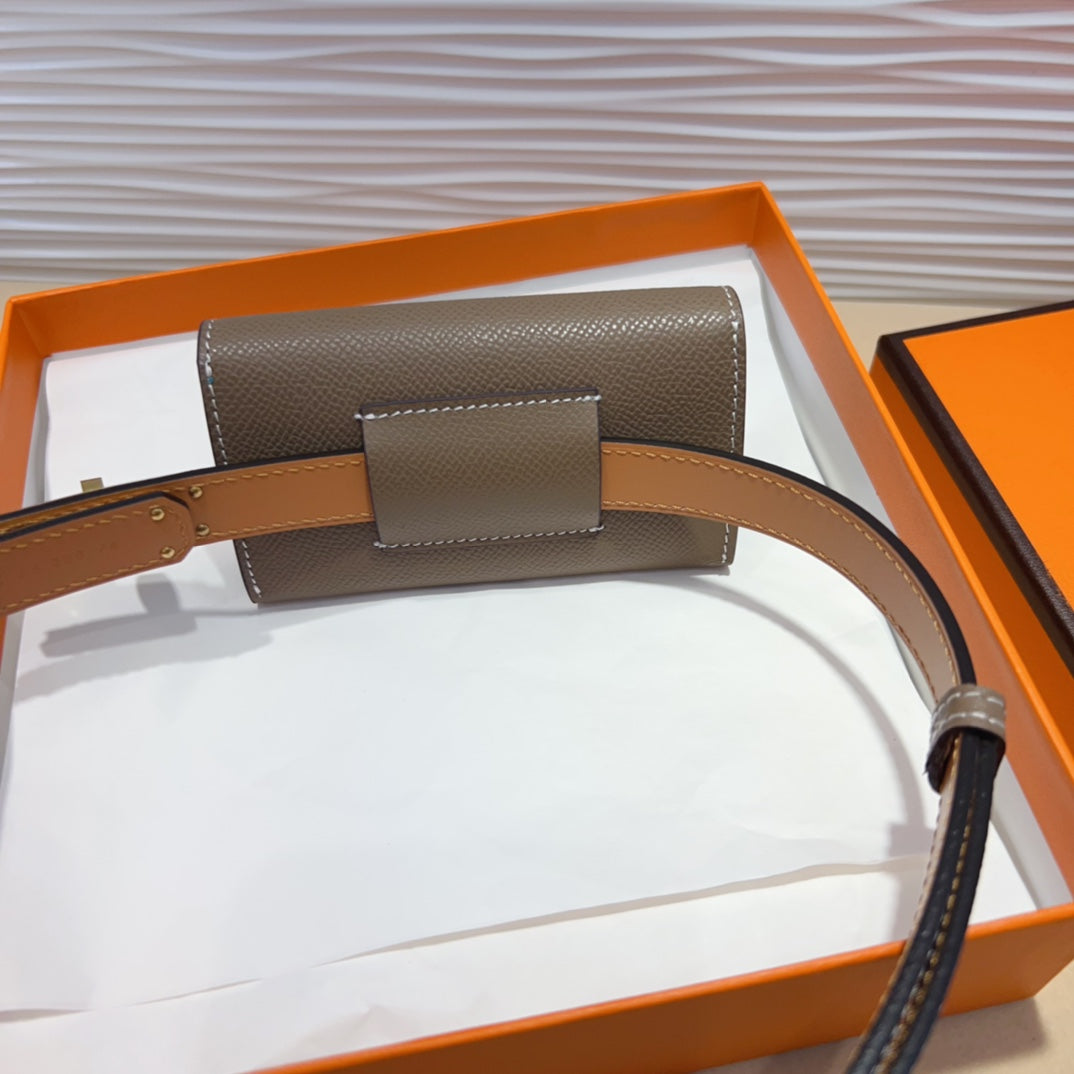 HM KELLY POCKET 18MM BELT CHOCOLATE BROWN LEATHER GOLD HARDWARE mysite