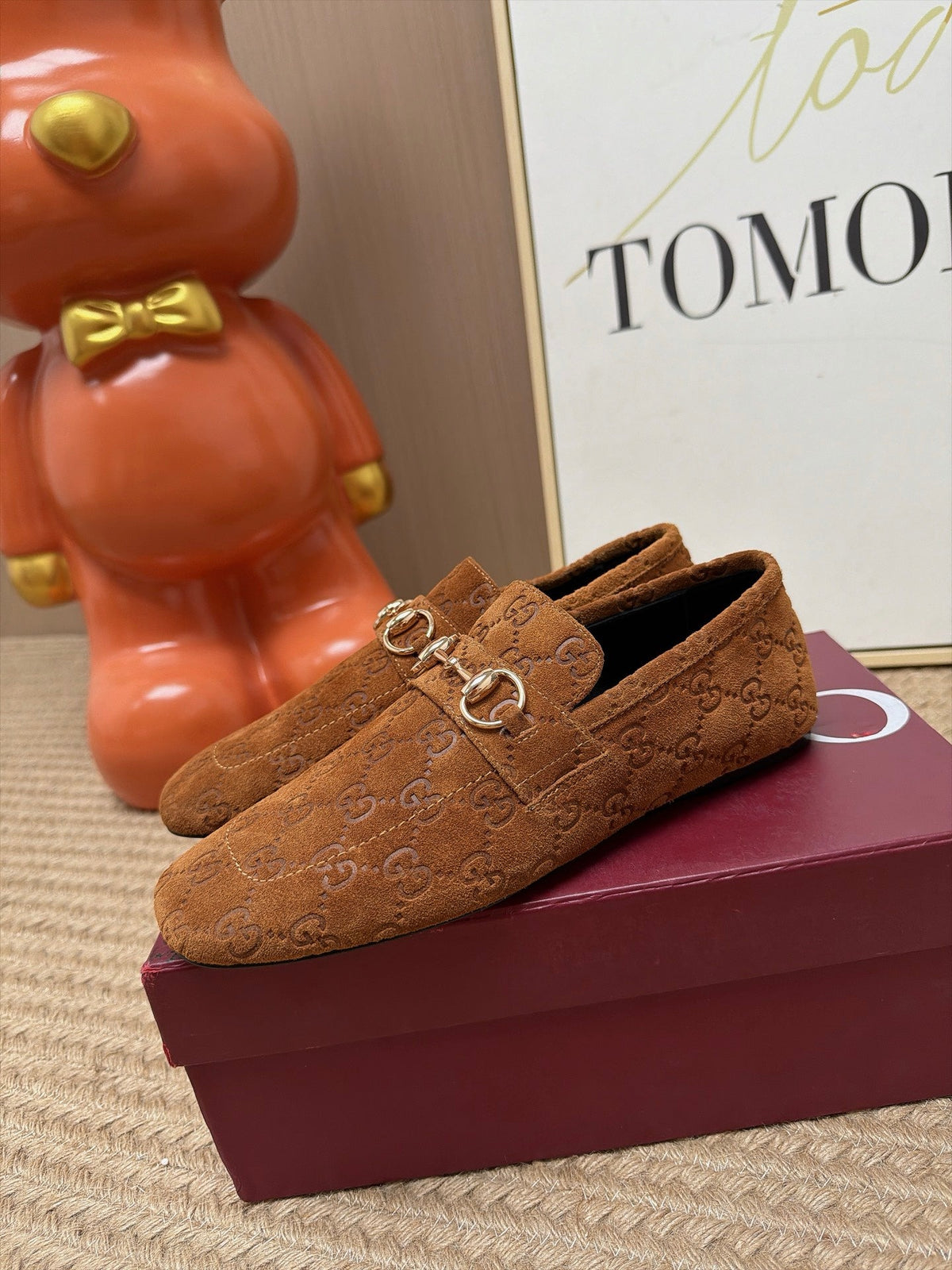 GUCCI 26S LOAFERS IN OFF WHITE GG EMBOSSED SUEDE