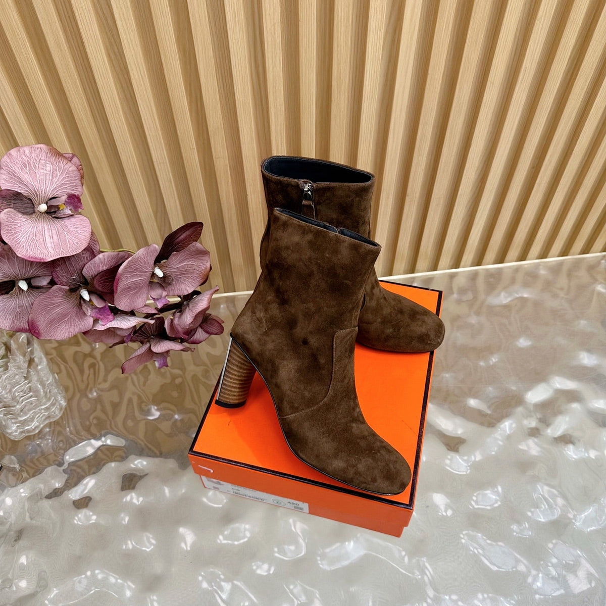 HM 25S ANKLE BOOTS 70 MM IN BROWN SUEDE