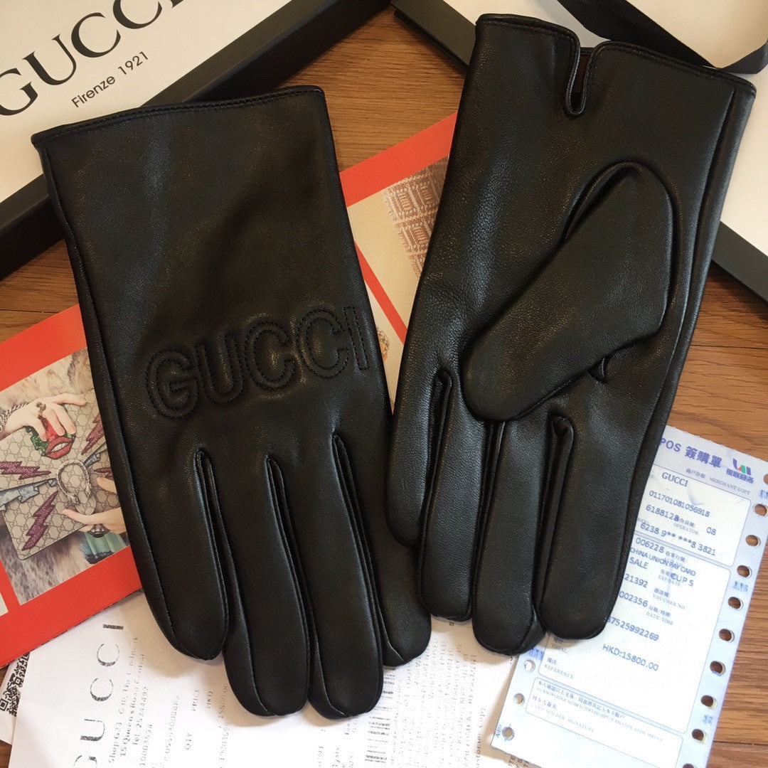 TOUCHSCREEN LAMBSKIN GLOVES BLACK WITH WOOL LINING 409346