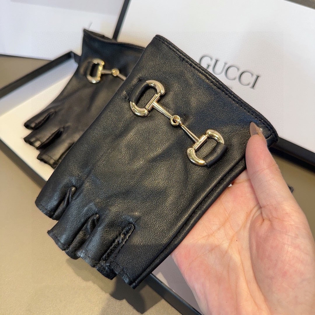 FINGERLESS GLOVES IN BLACK LAMBSKIN 436035