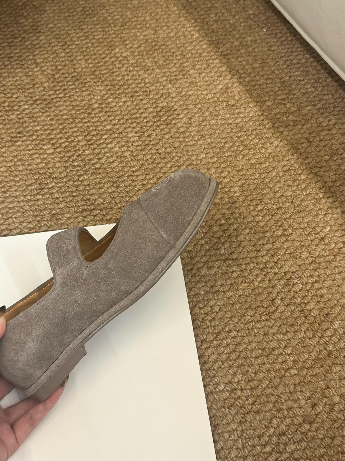 CHANEL 26S MARY JANE FLATS IN TAUPE BROWN SUEDE CC LOGO