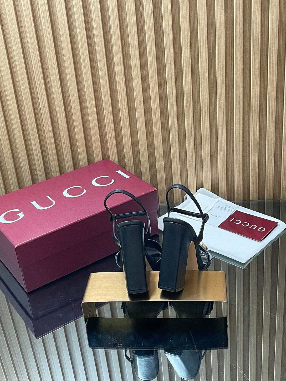 GUCCI 26S HIGH-HEEL SANDALS 125 MM IN BLACK LAMBSKIN