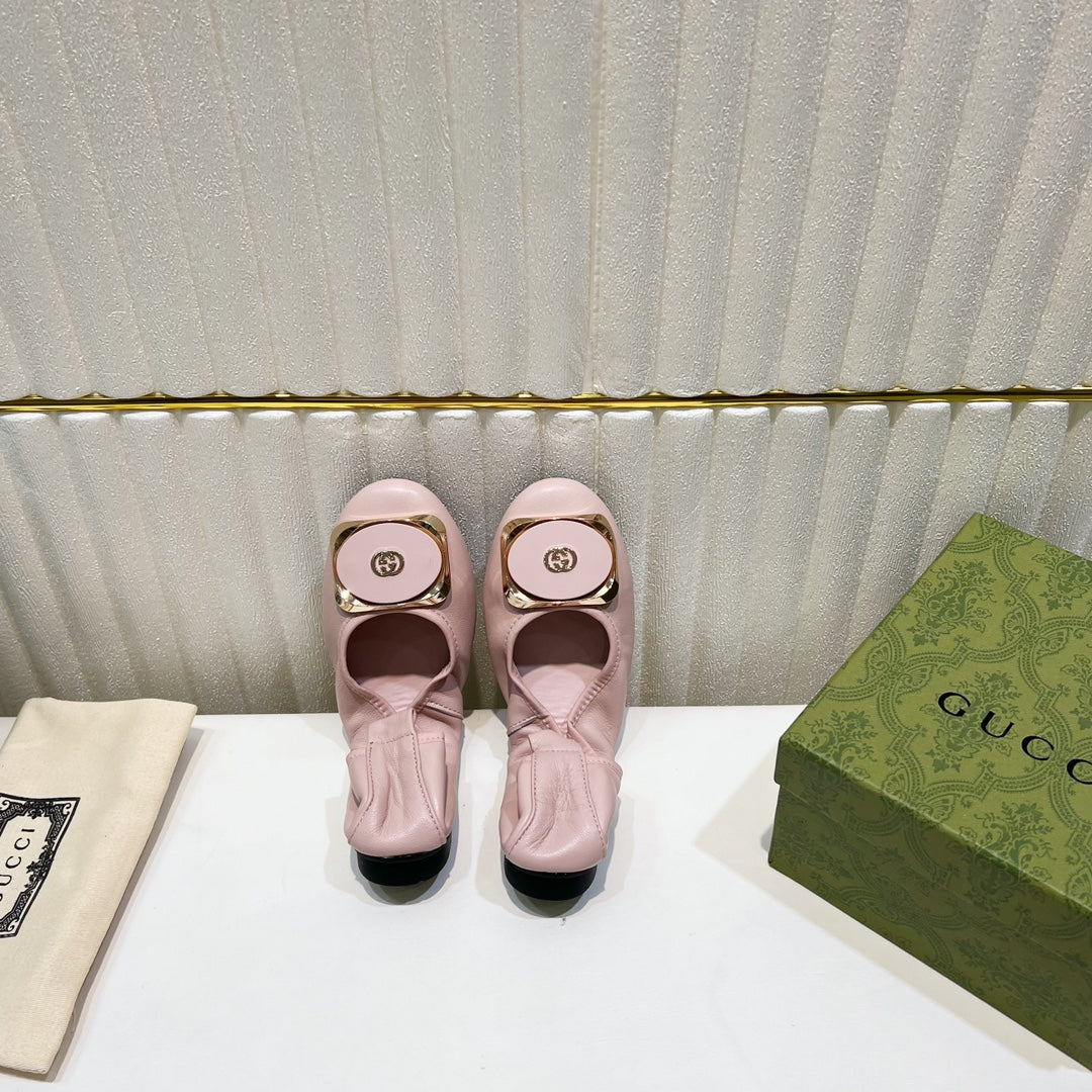 GG BALLET SUPER SLIM PASTEL PINK LAMBSKIN