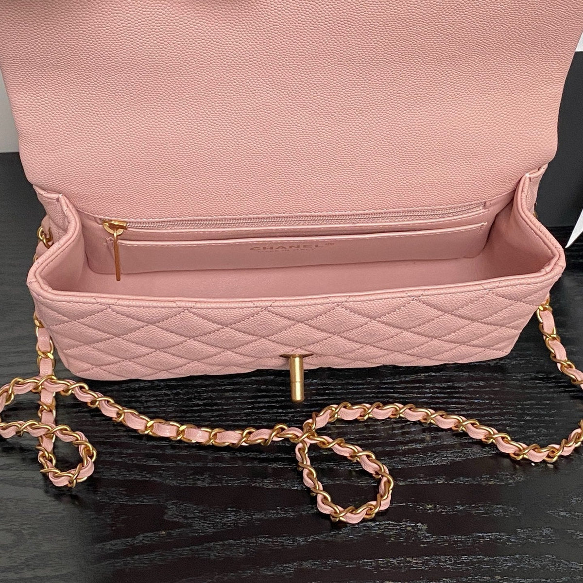 CHANEL 25S FLAP BAG 22 IN PINK CALFSKIN GOLD HARDWARE