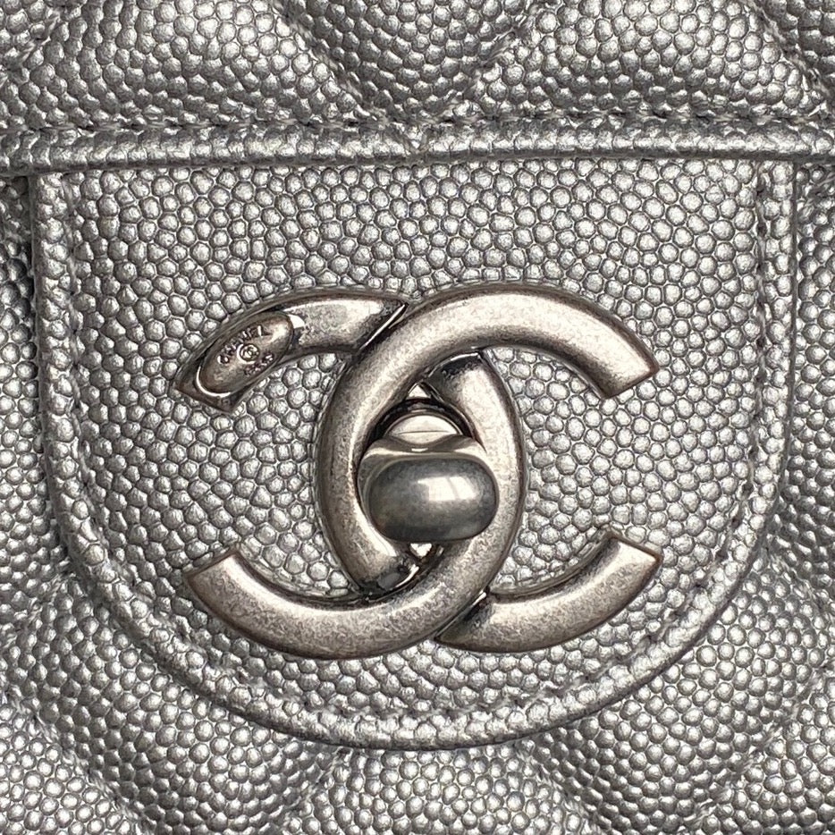 CHANEL 25S FLAP BAG 23 IN DARK GRAY CALFSKIN SILVER HARDWARE