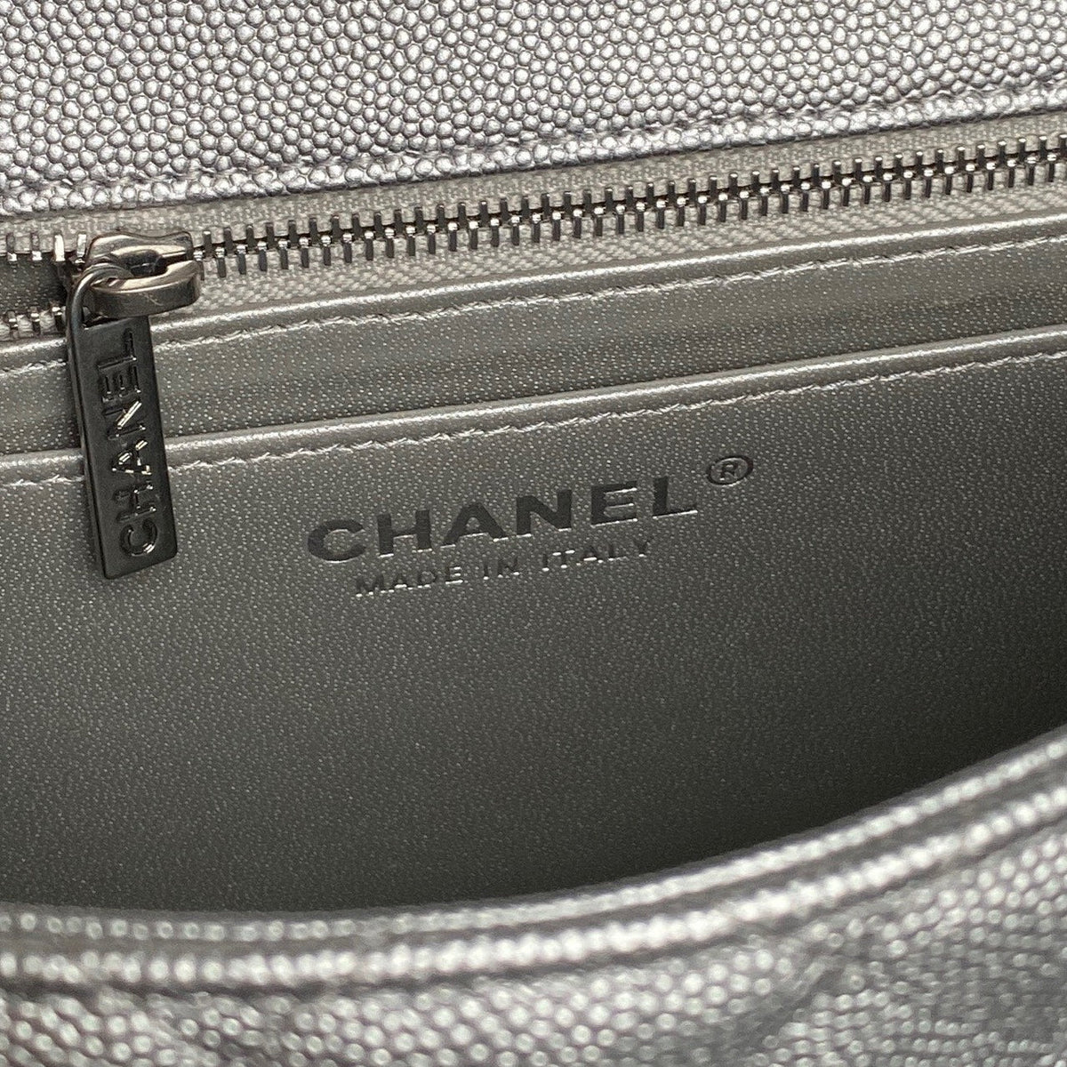 CHANEL 25S FLAP BAG 23 IN DARK GRAY CALFSKIN SILVER HARDWARE