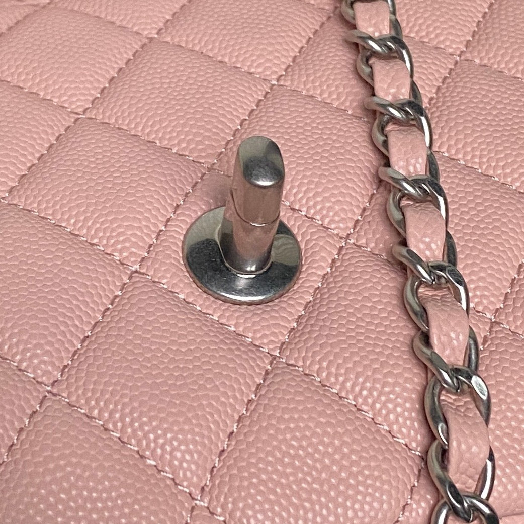 CHANEL 25S FLAP BAG 22 IN PINK CALFSKIN SILVER HARDWARE