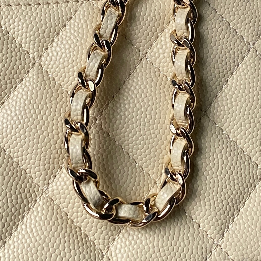 CHANEL 25S VANITY BAG 20 IN CREAMY BEIGE CAVIAR LEATHER