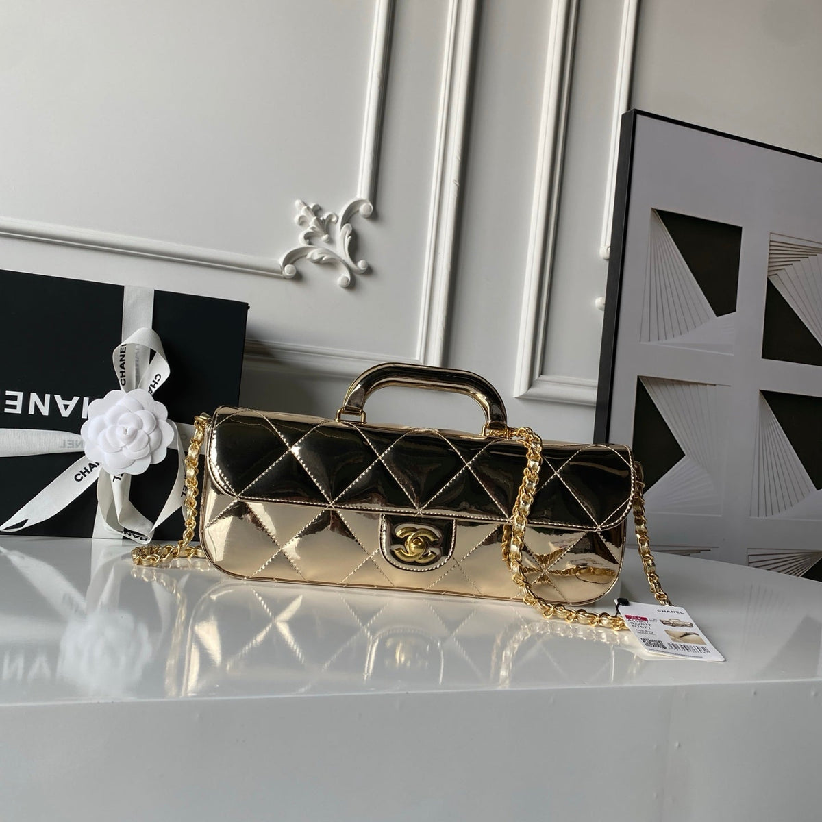 CHANEL 25S FLAP BAG 29 IN METALLIC GOLD CALFSKIN