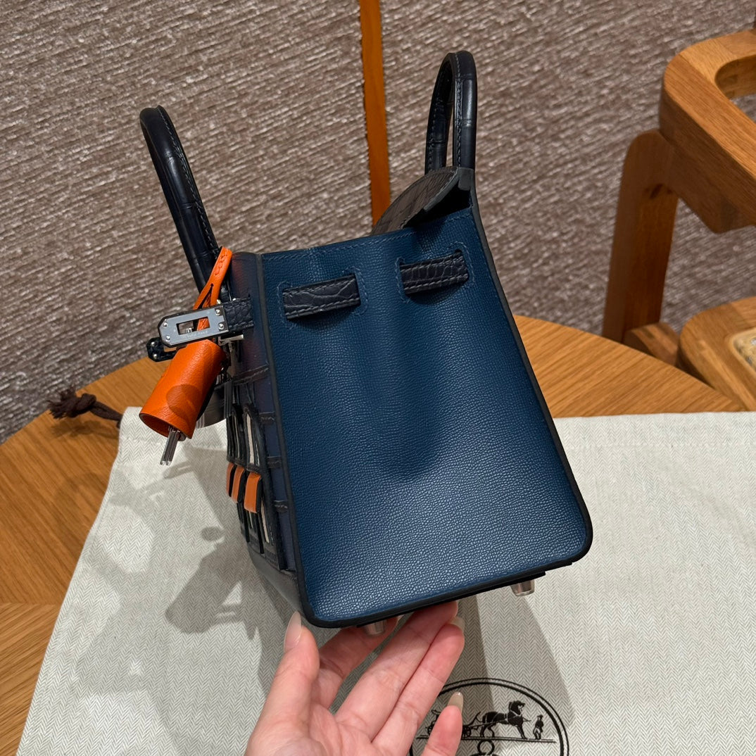 BIRKIN FAUBOURG TOUCH 20 IN NAVY BLUE CALFSKIN WITH SILVER HARDWARE