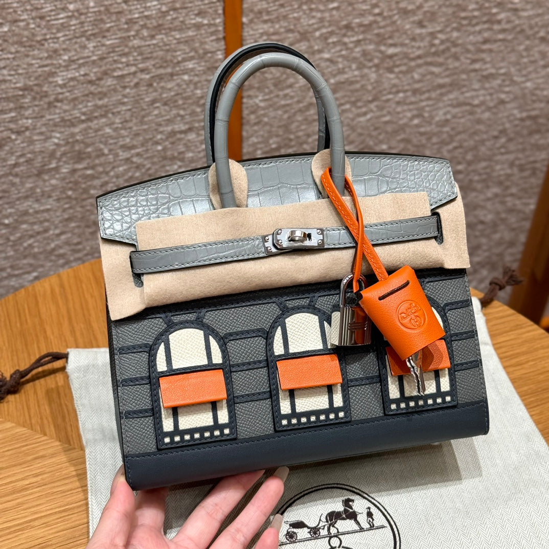 BIRKIN FAUBOURG TOUCH 20 IN DOVE GRAY CALFSKIN WITH SILVER HARDWARE