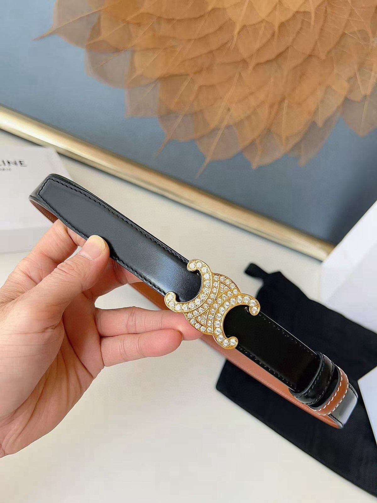 CELINE 26S BELT 25 MM IN BLACK AND BROWN CALFSKIN 636403 mysite