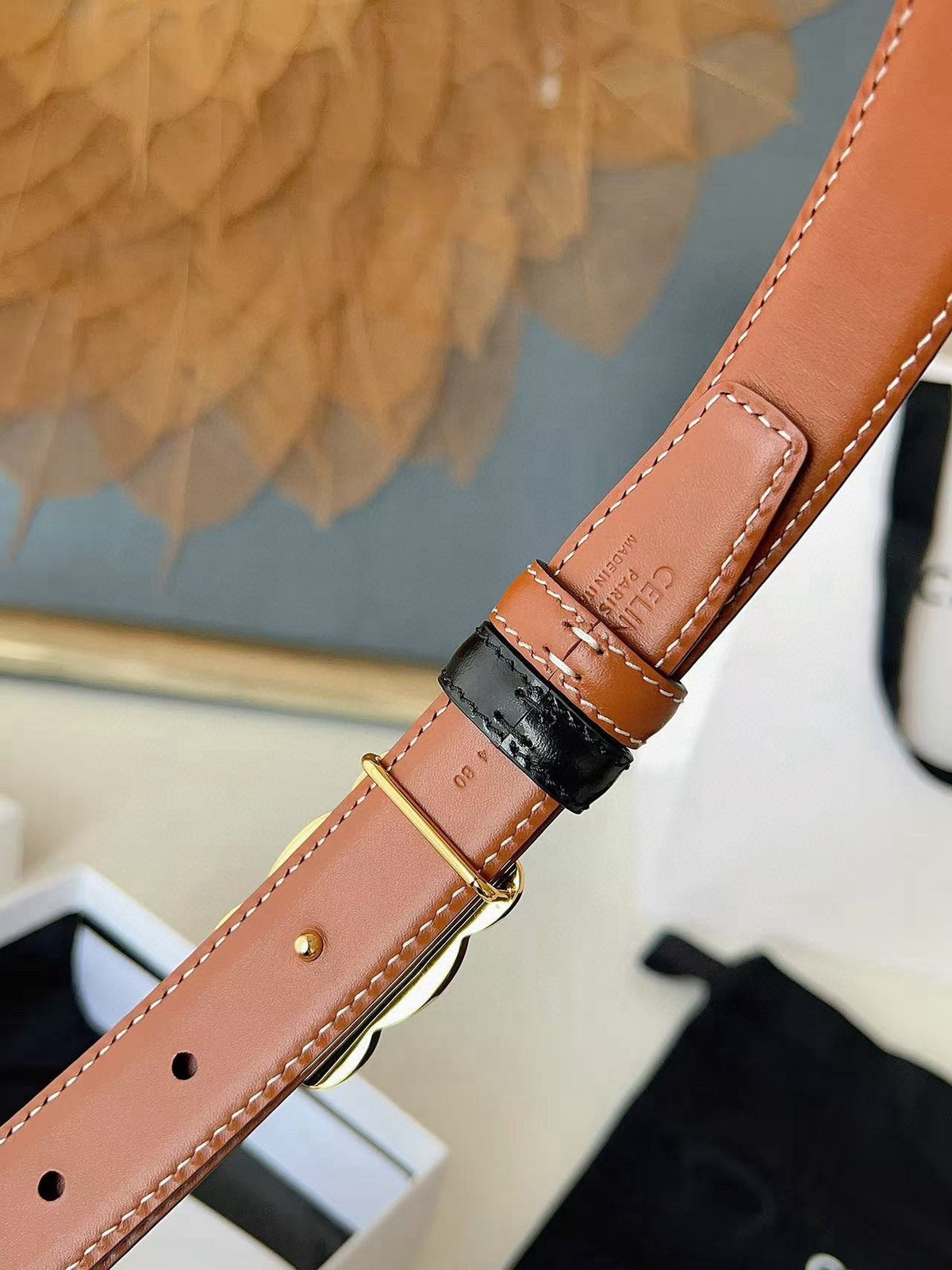 CELINE 26S BELT 25 MM IN BLACK AND BROWN CALFSKIN 636403 mysite