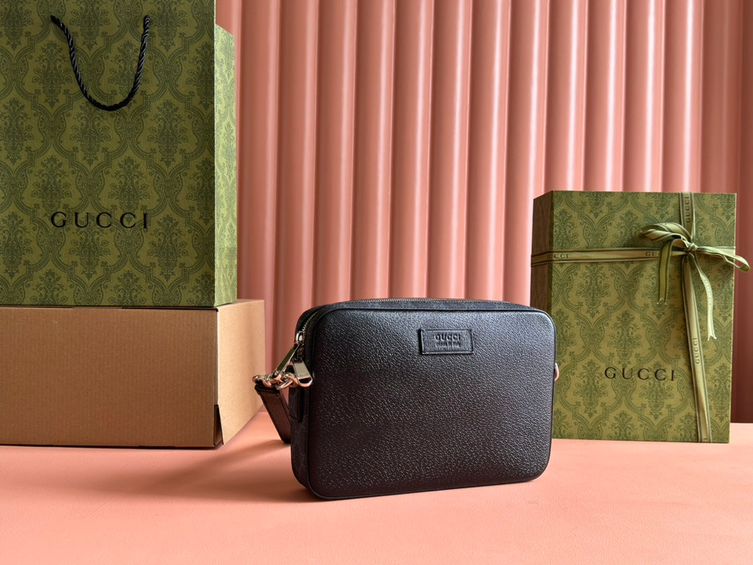 SMALL CROSSBODY BAG 24 WITH TAG IN BLACK CALFSKIN AND CANVAS TRIM