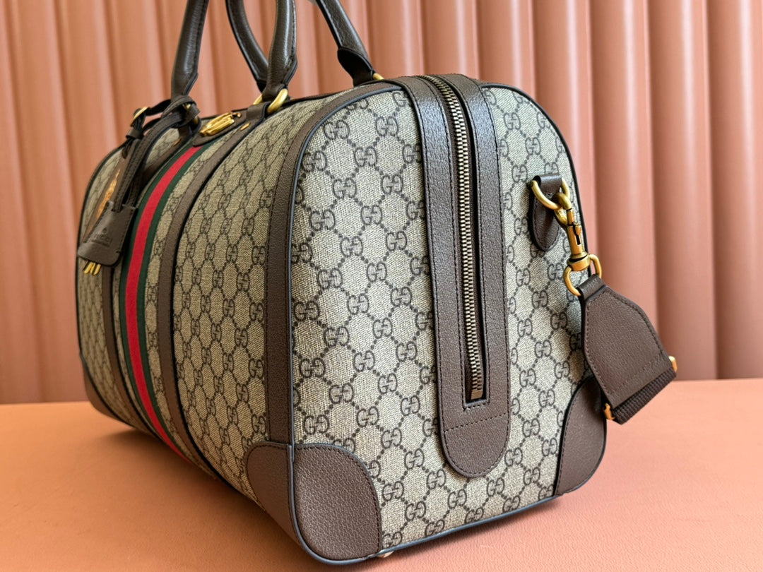 SAVOY MEDIUM DUFFLE BAG 44 IN BEIGE AND EBONY GG SUPREME CANVAS