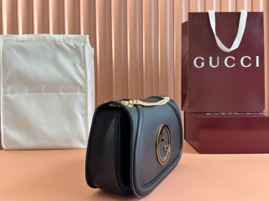GUCCI 26S BLONDIE SHOULDER BAG 26 IN BLACK CALFSKIN