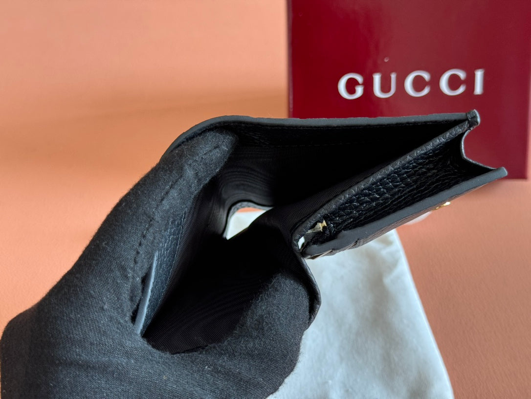EMBLEM MINI WALLET 11 IN BLACK GG GRAINY CALFSKIN