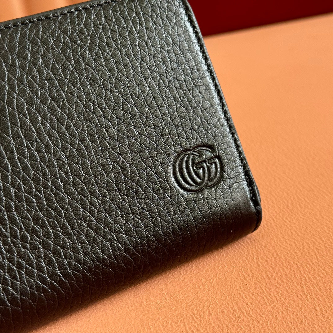 GG MARMONT 19 LONG WALLET IN BLACK CALFSKIN SILVER HARDWARE
