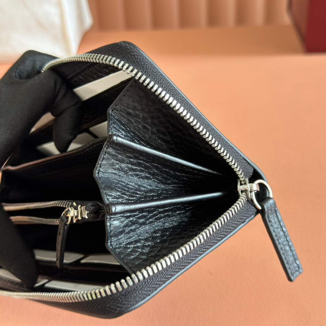 GG MARMONT 19 LONG WALLET IN BLACK CALFSKIN SILVER HARDWARE
