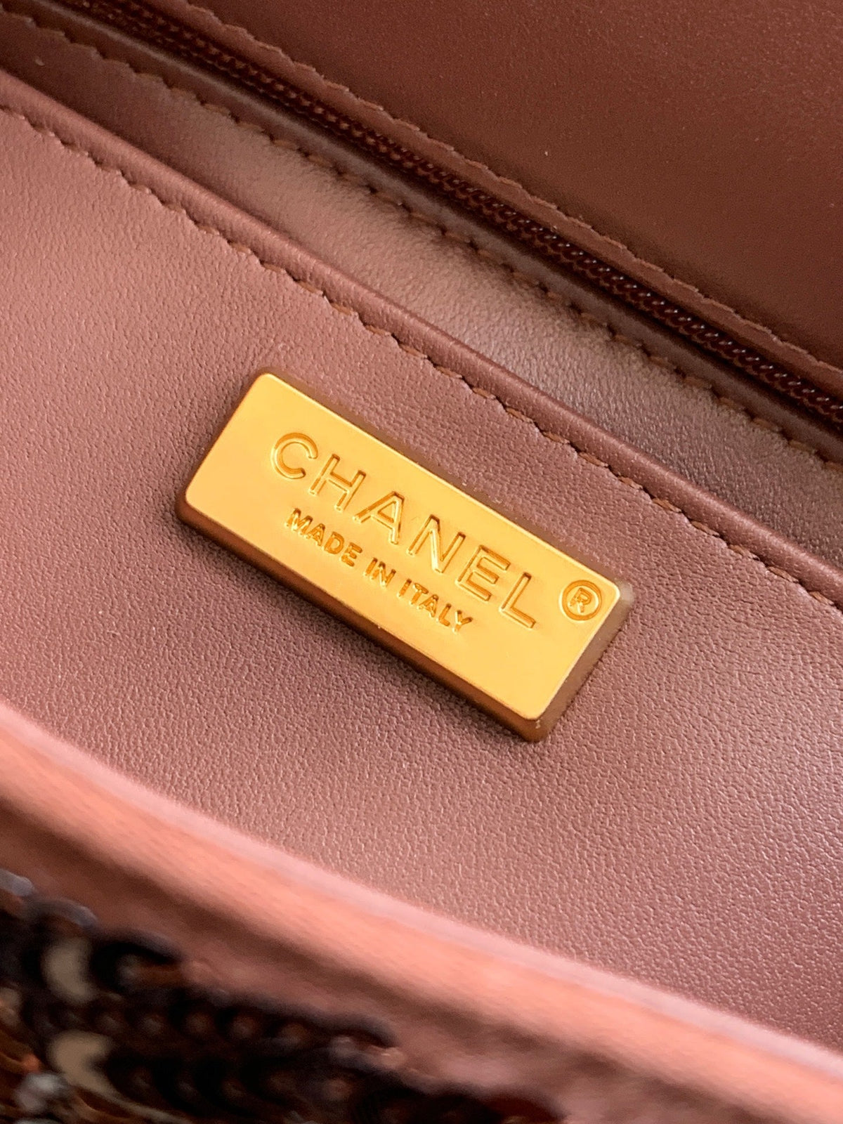 CHANEL 26S FLORAL SEQUIN CLASSIC FLAP 21 IN BROWN BRONZE SEQUIN GOLD HARDWARE