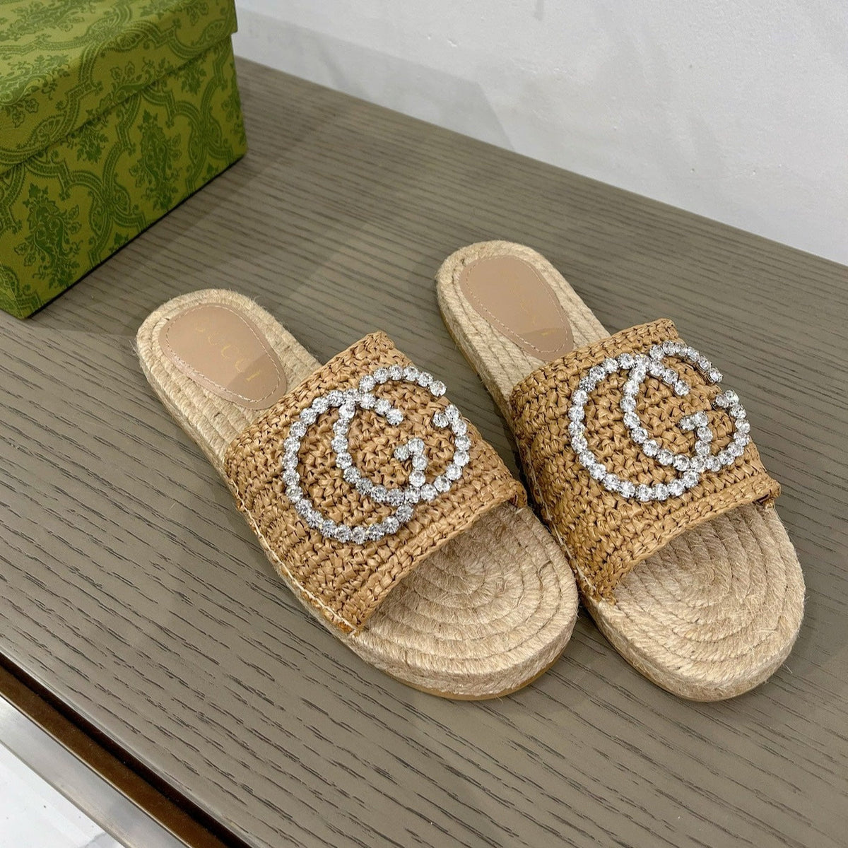 GG INTERLOCKING G ESPADRILLE COPPER FABRIC