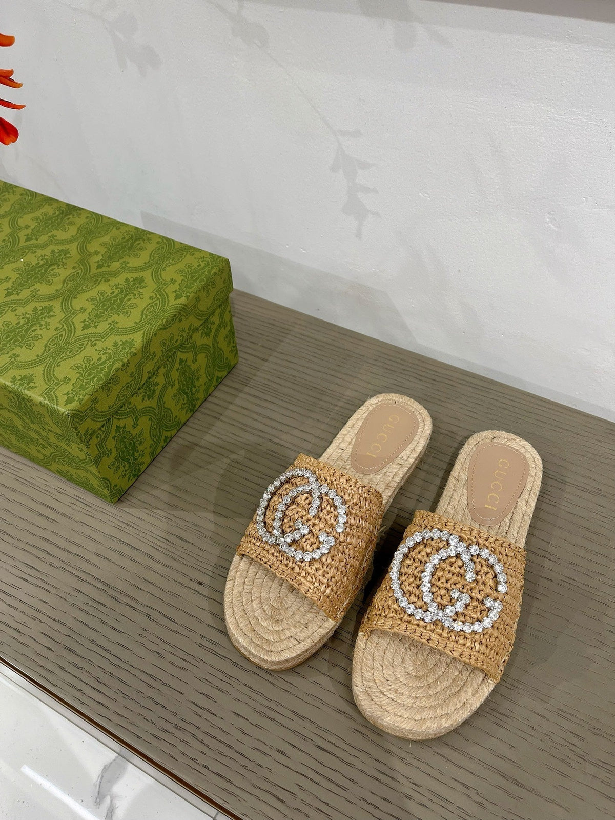 GG INTERLOCKING G ESPADRILLE COPPER FABRIC