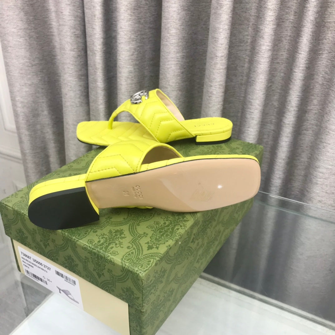 GG marmont logo - embellished mattelasse leather sandal in yellow