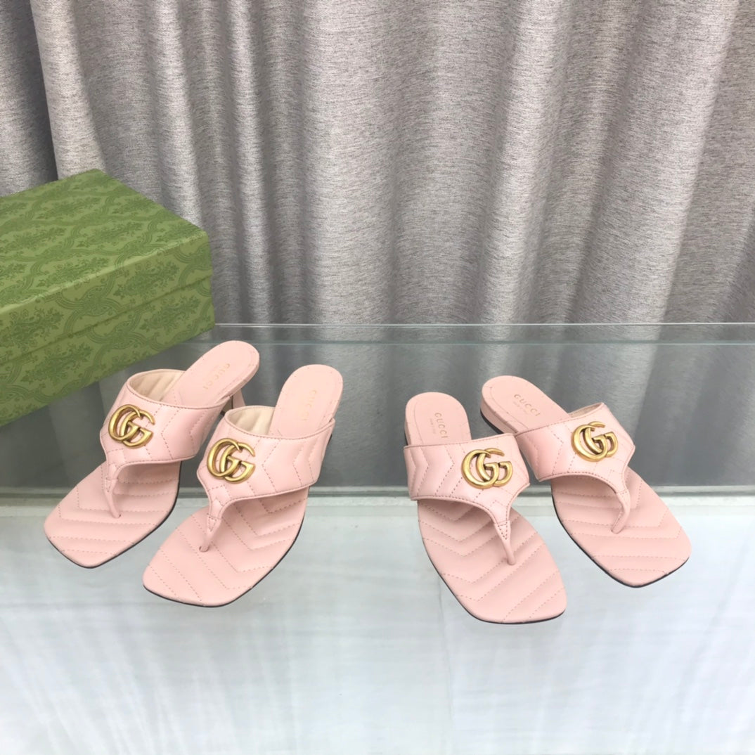 GG marmont logo - embellished mattelasse leather sandal in pink